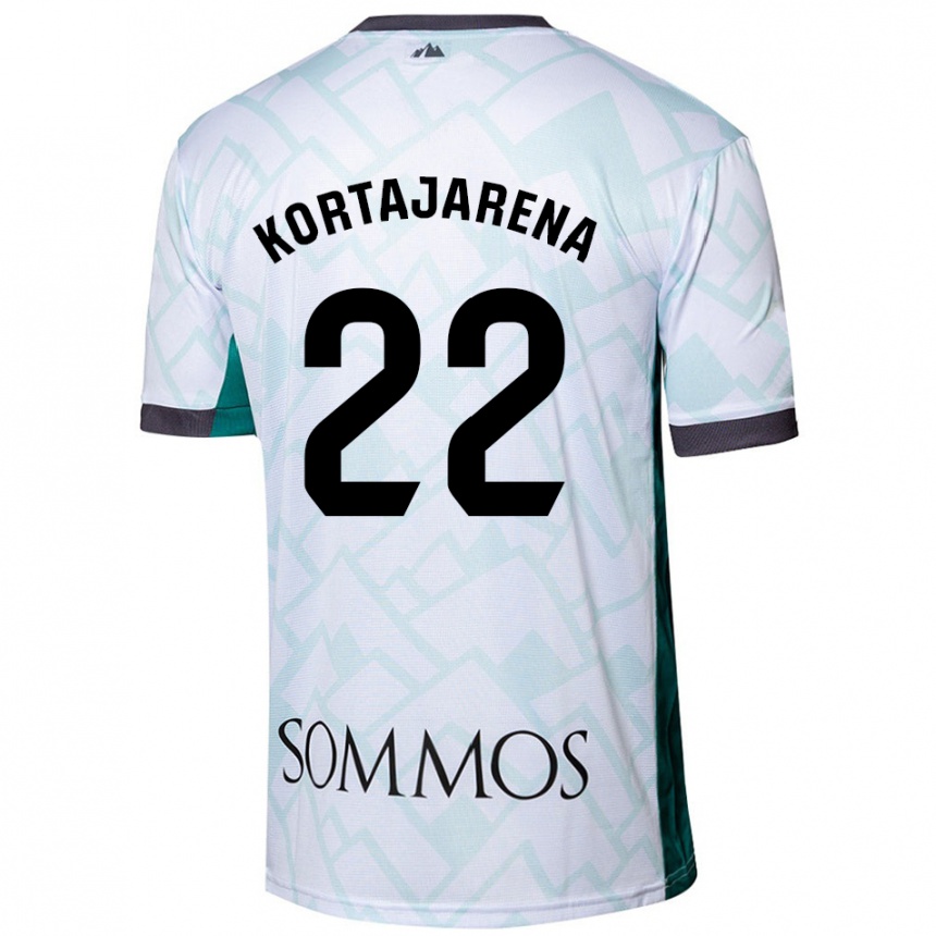 Kids Football Iker Kortajarena #22 White Green Away Jersey 2024/25 T-Shirt Uk