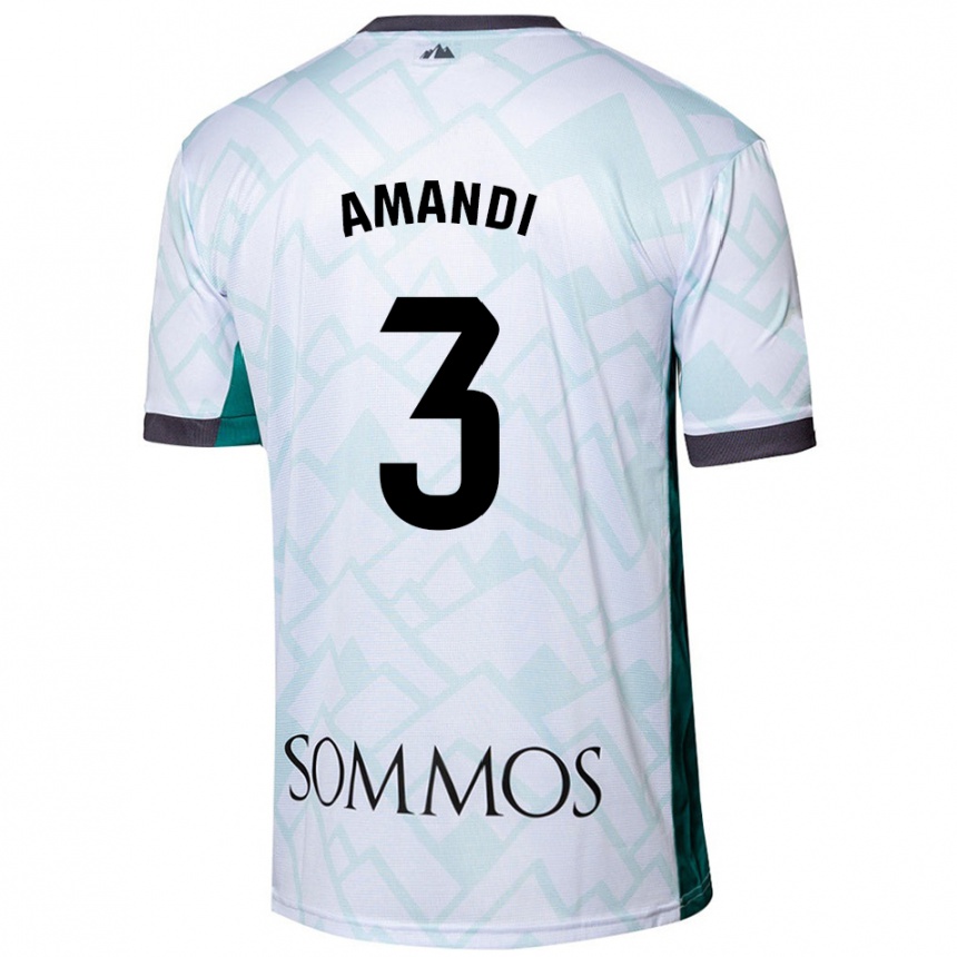 Kids Football Iván Amandi #3 White Green Away Jersey 2024/25 T-Shirt Uk