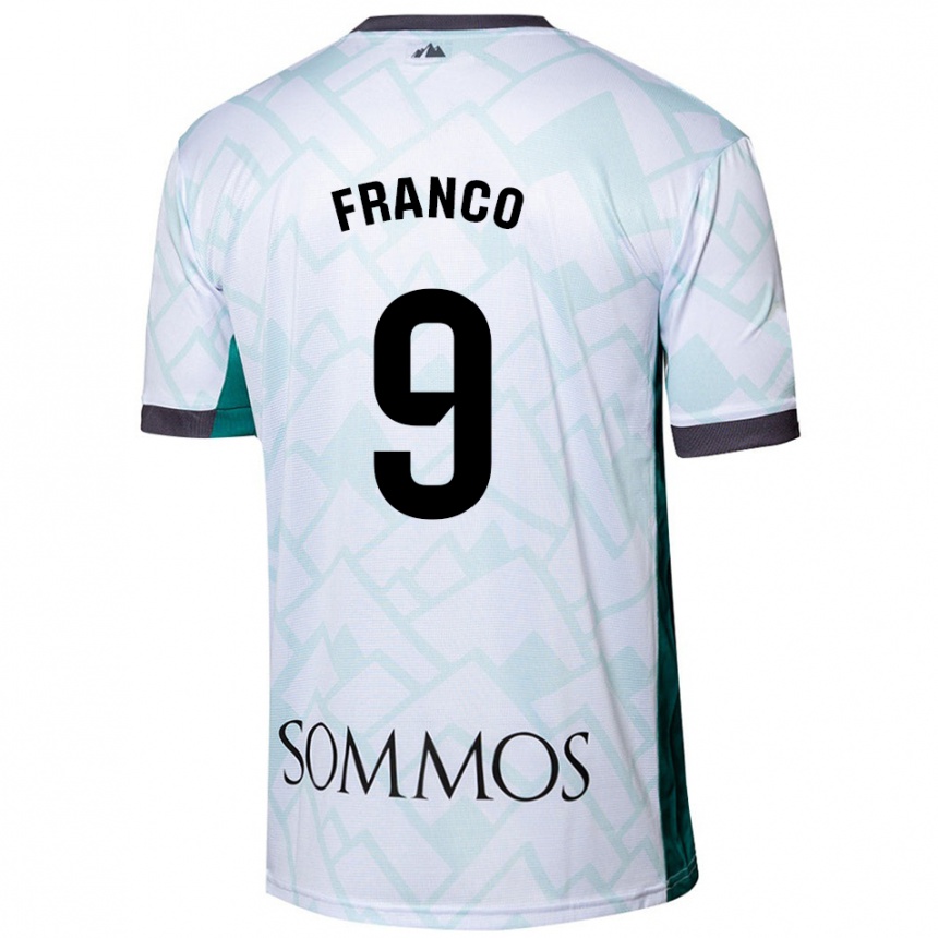 Kids Football Santi Franco #9 White Green Away Jersey 2024/25 T-Shirt Uk