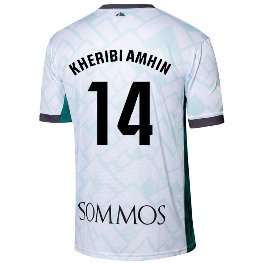 Kids Football Nabil Kheribi Amhin #14 White Green Away Jersey 2024/25 T-Shirt Uk