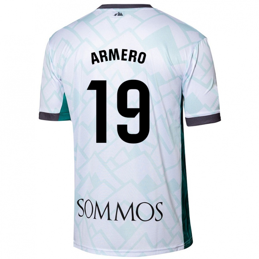 Kids Football Sergi Armero #19 White Green Away Jersey 2024/25 T-Shirt Uk