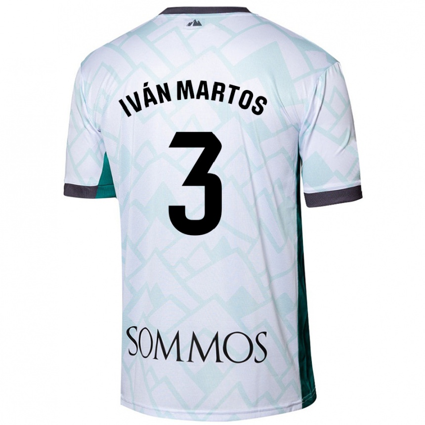 Kids Football Iván Martos #3 White Green Away Jersey 2024/25 T-Shirt Uk