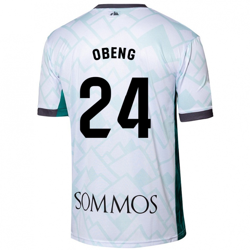 Kids Football Samuel Obeng #24 White Green Away Jersey 2024/25 T-Shirt Uk