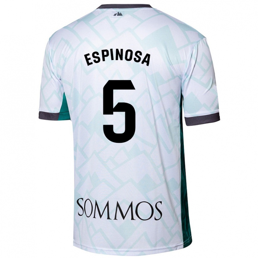 Kids Football Diego Espinosa #5 White Green Away Jersey 2024/25 T-Shirt Uk