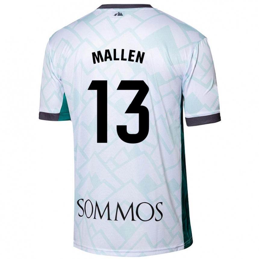 Kids Football Lucía Mallén #13 White Green Away Jersey 2024/25 T-Shirt Uk