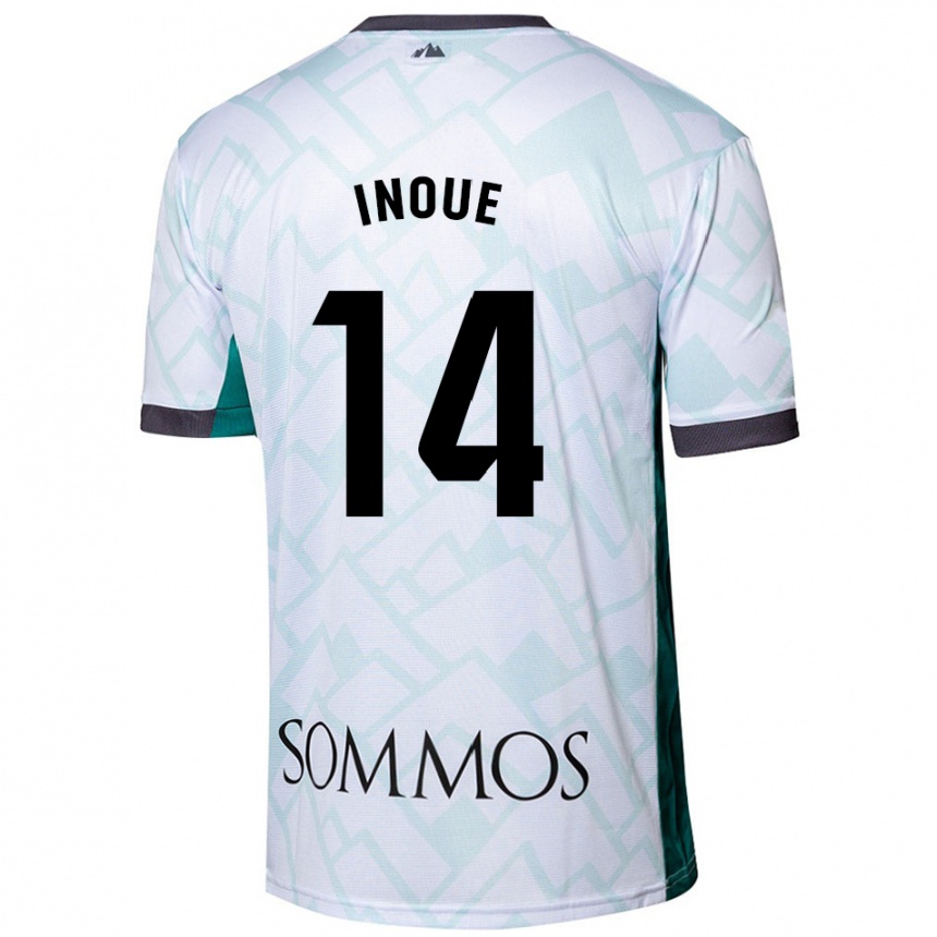 Kids Football Moe Inoue #14 White Green Away Jersey 2024/25 T-Shirt Uk