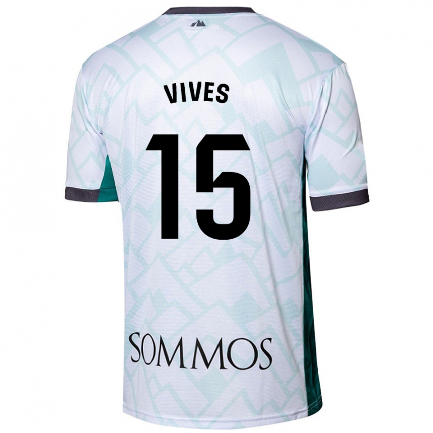 Kids Football Helena Vives #15 White Green Away Jersey 2024/25 T-Shirt Uk