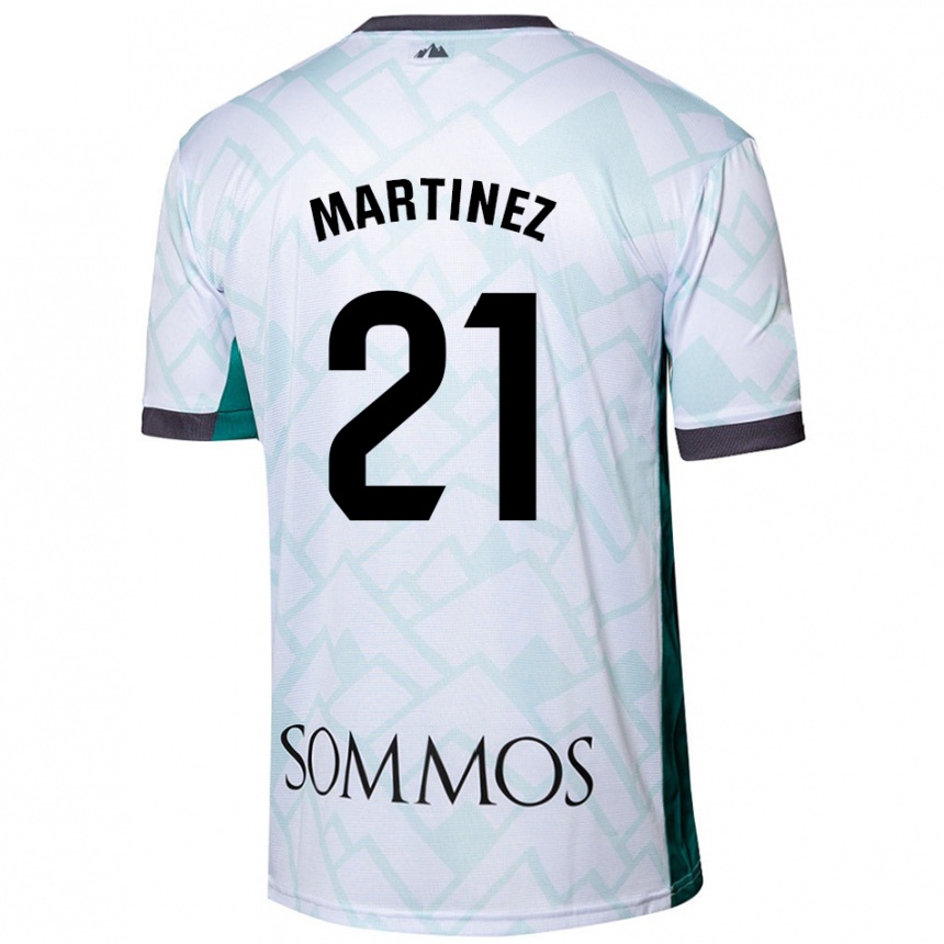 Kids Football Alejandra Martínez #21 White Green Away Jersey 2024/25 T-Shirt Uk