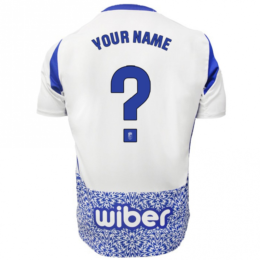 Kids Football Your Name #0 White Blue Away Jersey 2024/25 T-Shirt Uk