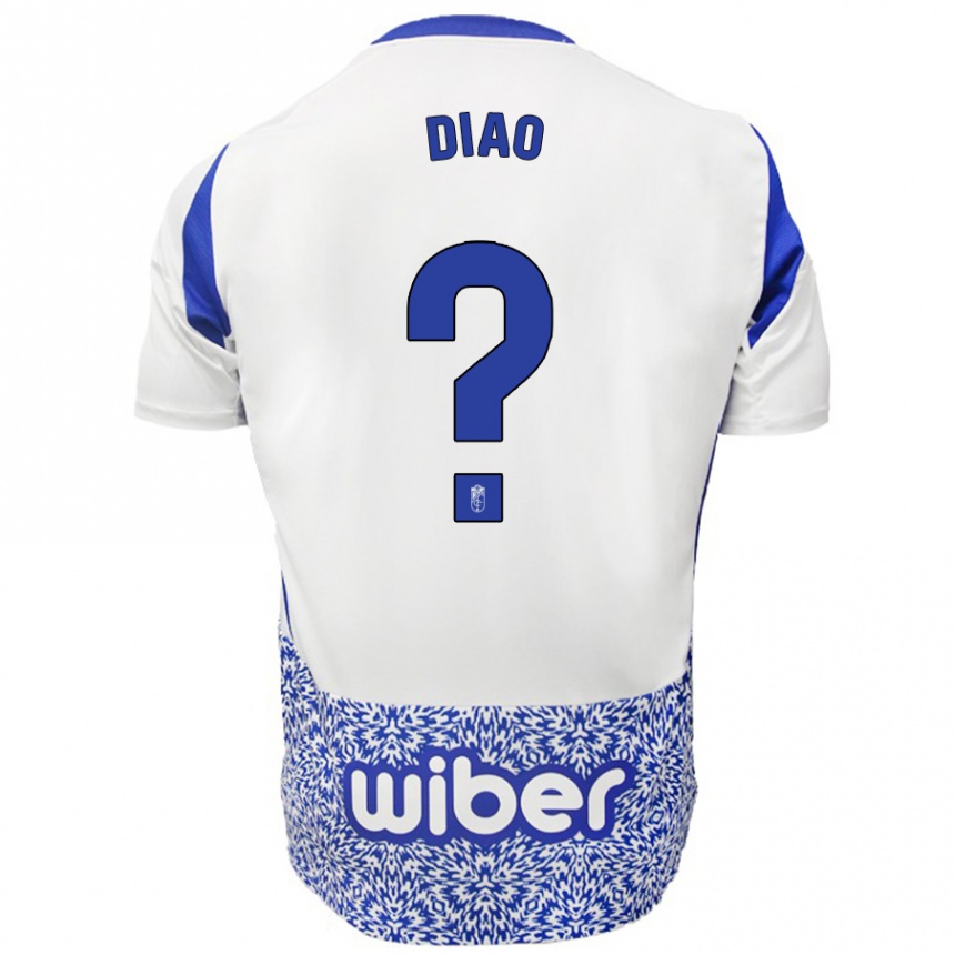 Kids Football Siren Diao #0 White Blue Away Jersey 2024/25 T-Shirt Uk