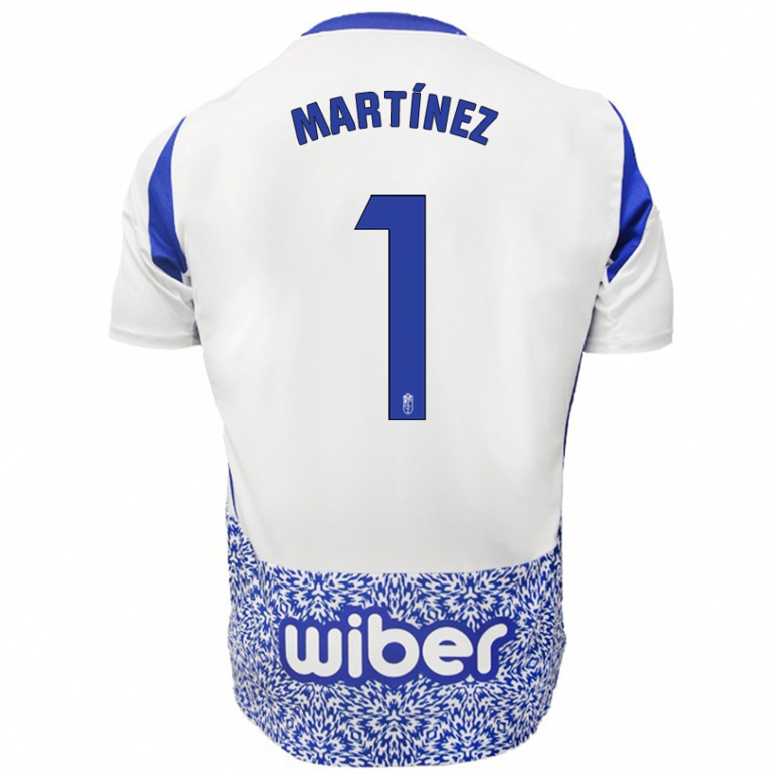 Kids Football Marc Martínez #1 White Blue Away Jersey 2024/25 T-Shirt Uk