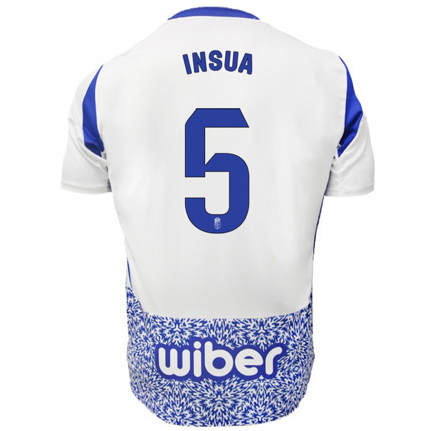 Kids Football Pablo Insua #5 White Blue Away Jersey 2024/25 T-Shirt Uk