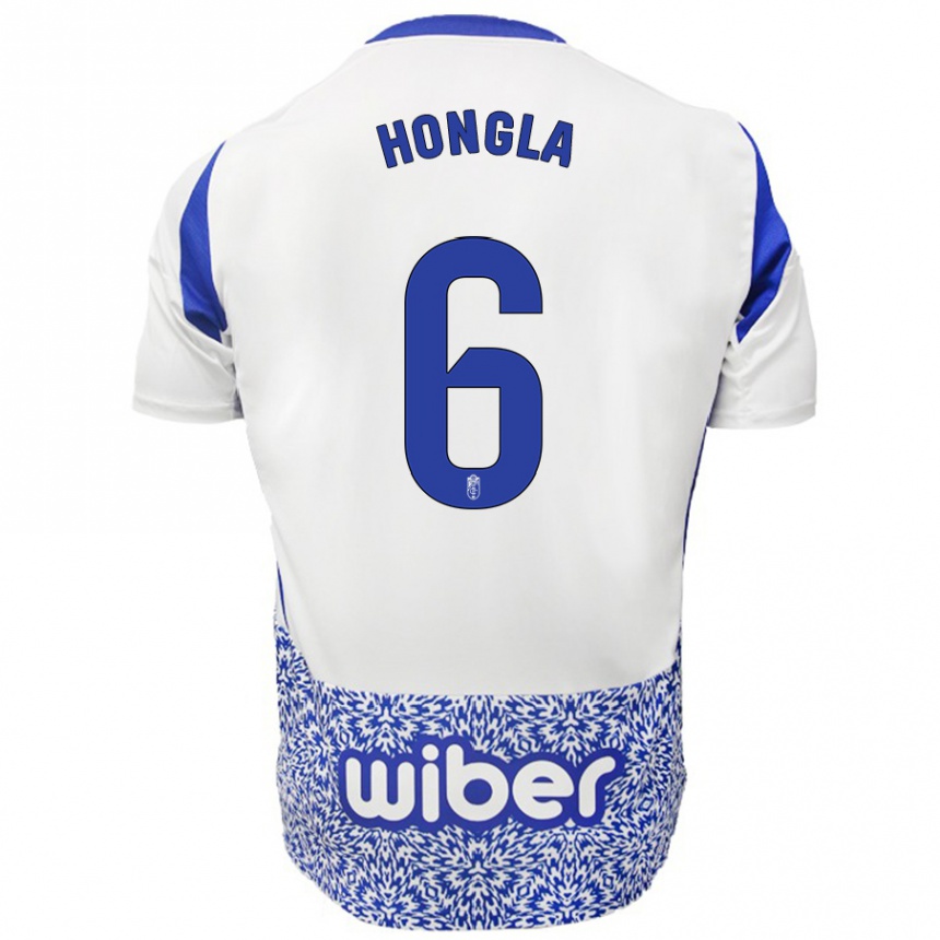 Kids Football Martin Hongla #6 White Blue Away Jersey 2024/25 T-Shirt Uk