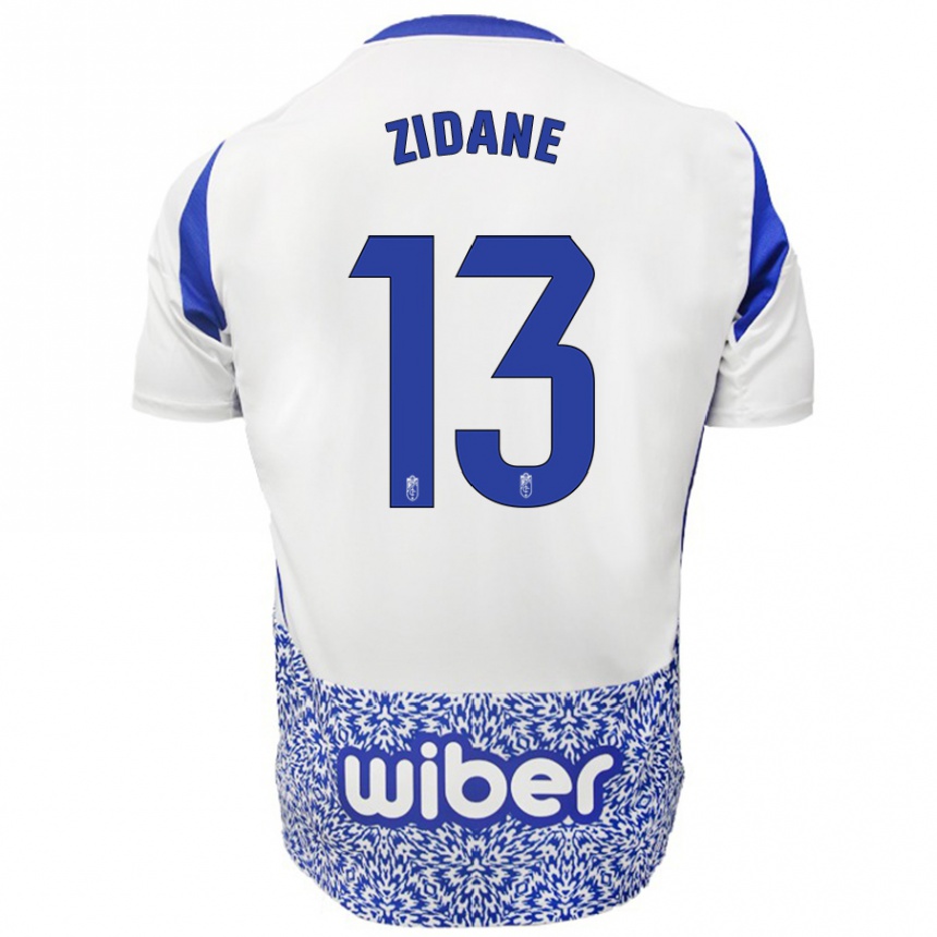 Kids Football Luca Zidane #13 White Blue Away Jersey 2024/25 T-Shirt Uk