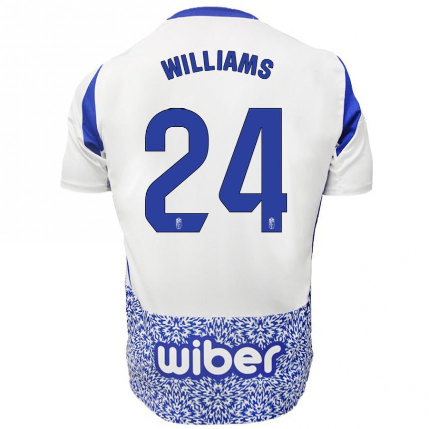 Kids Football Loïc Williams #24 White Blue Away Jersey 2024/25 T-Shirt Uk