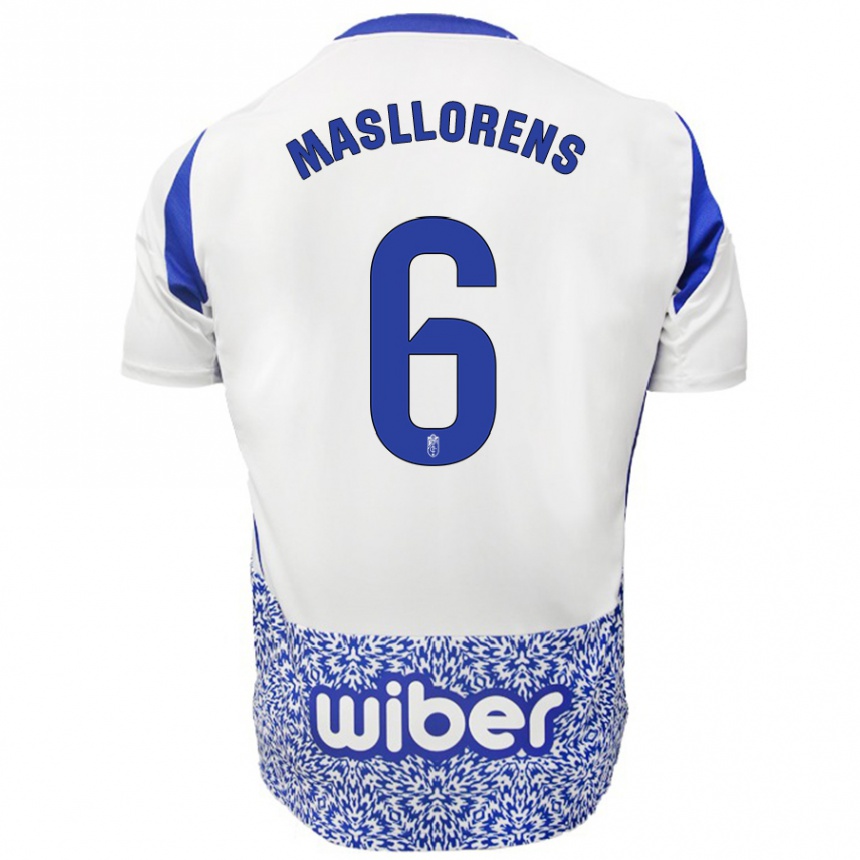 Kids Football José Masllorens #6 White Blue Away Jersey 2024/25 T-Shirt Uk