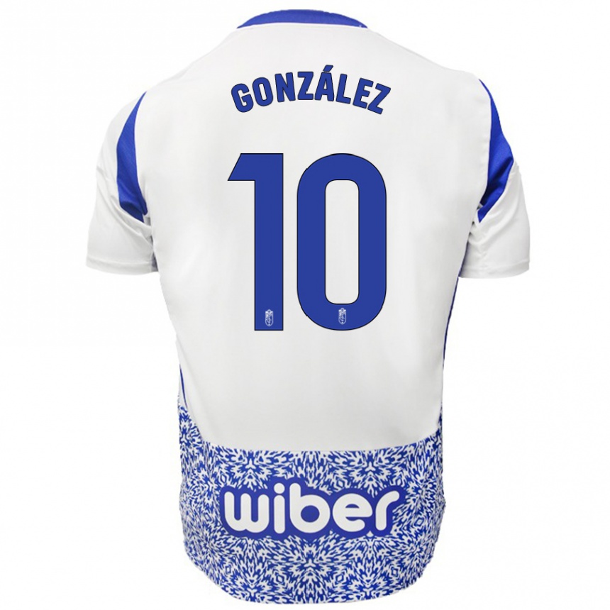 Kids Football Mario González #10 White Blue Away Jersey 2024/25 T-Shirt Uk