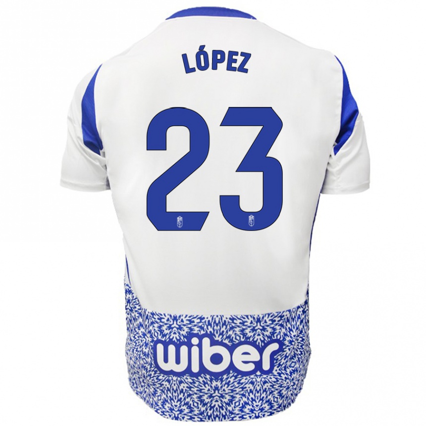 Kids Football Diego López #23 White Blue Away Jersey 2024/25 T-Shirt Uk