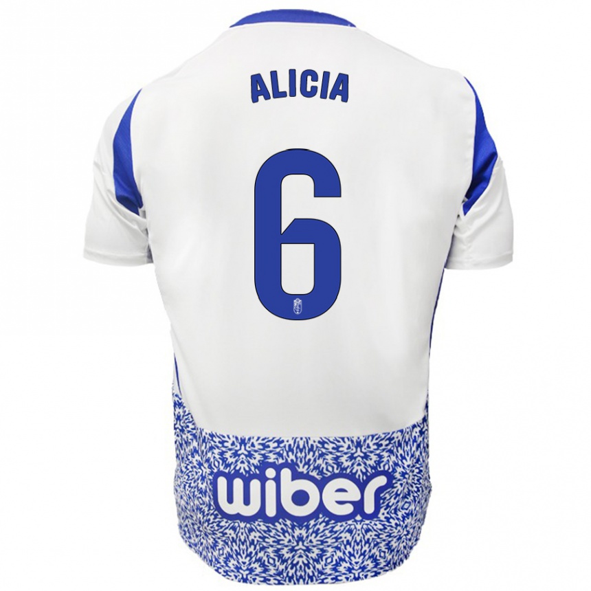 Kids Football Alicia #6 White Blue Away Jersey 2024/25 T-Shirt Uk