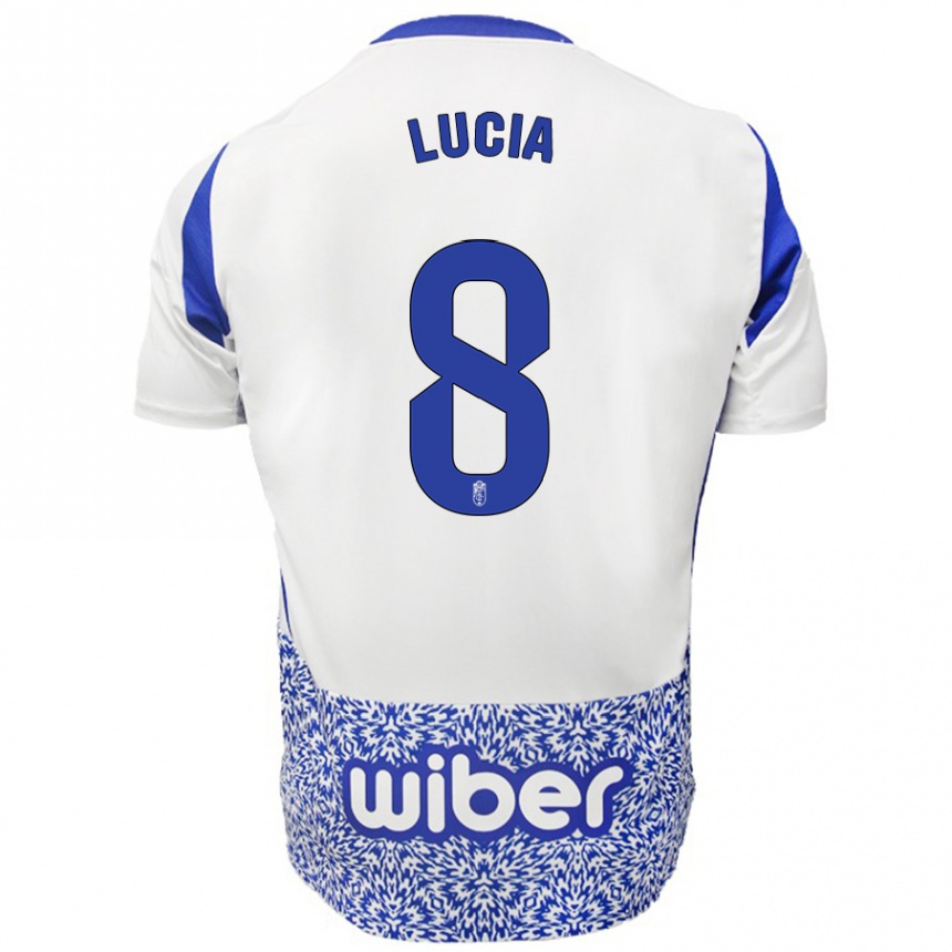 Kids Football Lucía Martínez #8 White Blue Away Jersey 2024/25 T-Shirt Uk