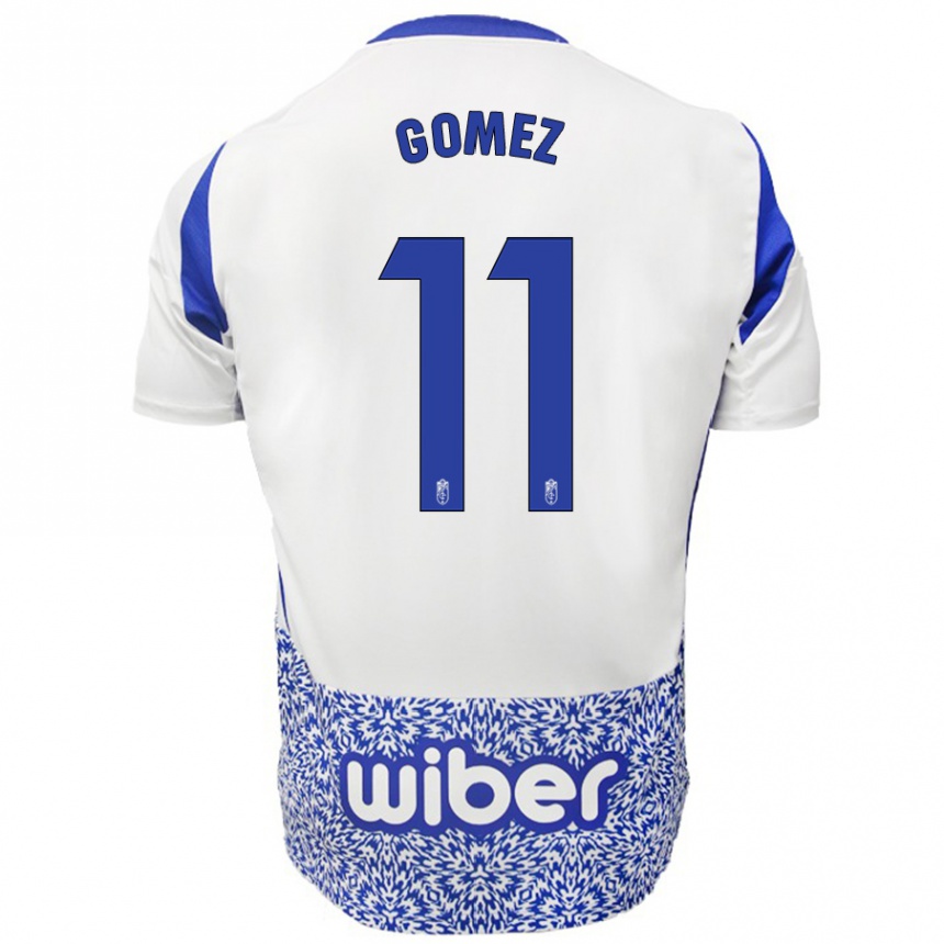 Kids Football Andrea Gómez #11 White Blue Away Jersey 2024/25 T-Shirt Uk