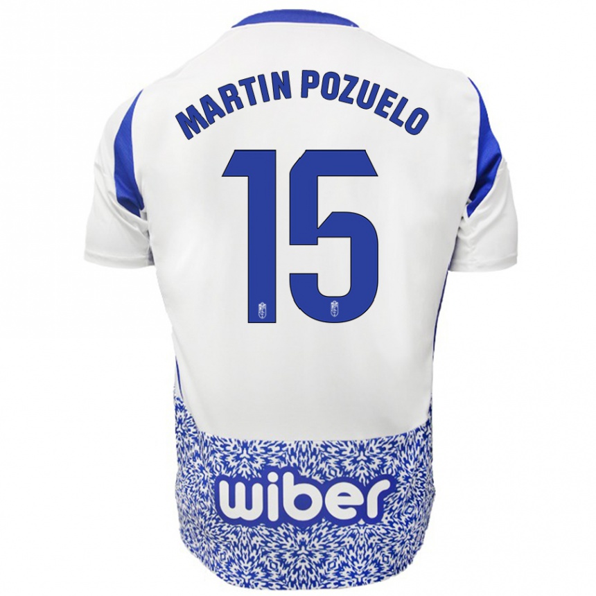 Kids Football Esther Martín-Pozuelo #15 White Blue Away Jersey 2024/25 T-Shirt Uk