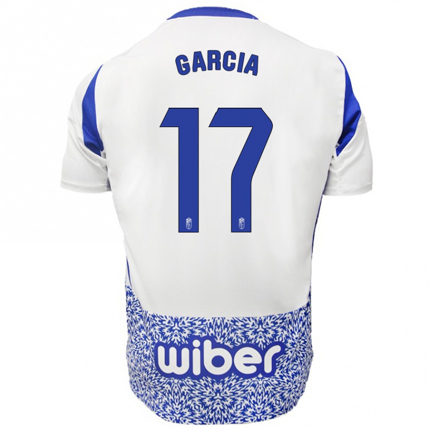 Kids Football Naima García #17 White Blue Away Jersey 2024/25 T-Shirt Uk