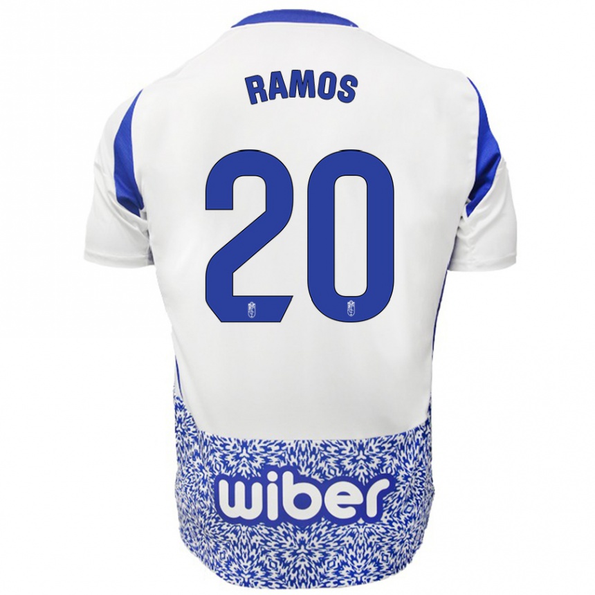 Kids Football Lucía Ramos #20 White Blue Away Jersey 2024/25 T-Shirt Uk