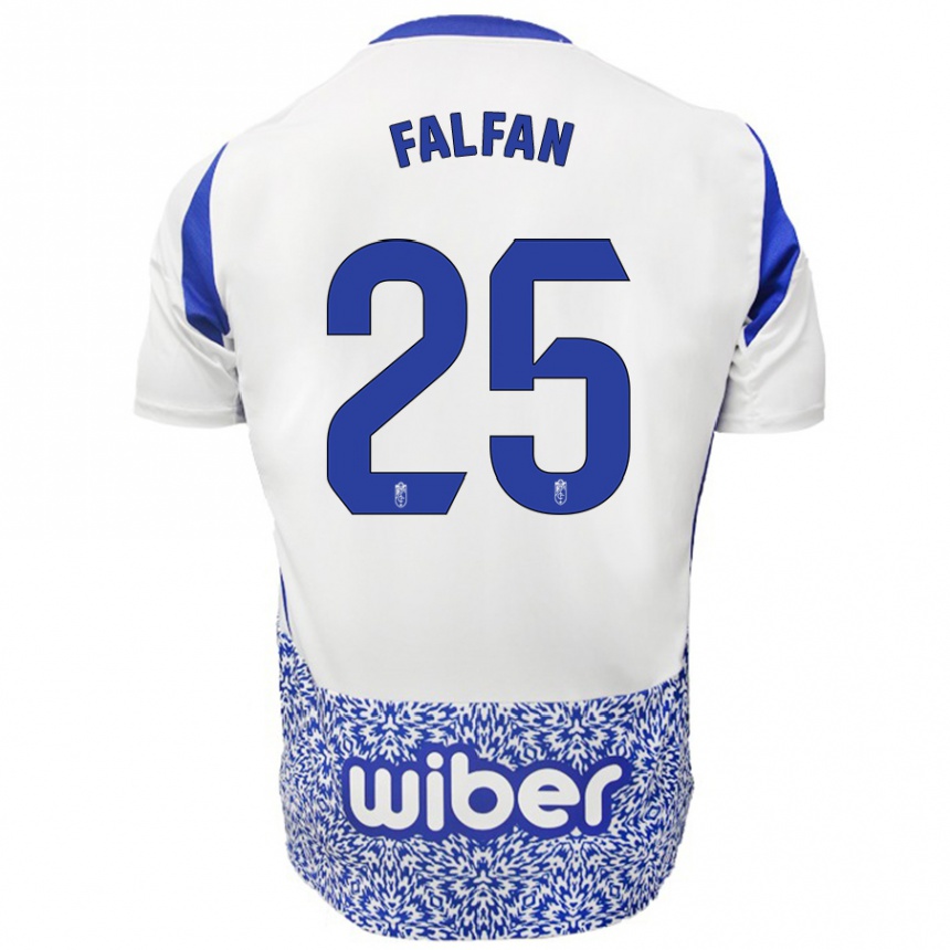 Kids Football Daiana Falfán #25 White Blue Away Jersey 2024/25 T-Shirt Uk