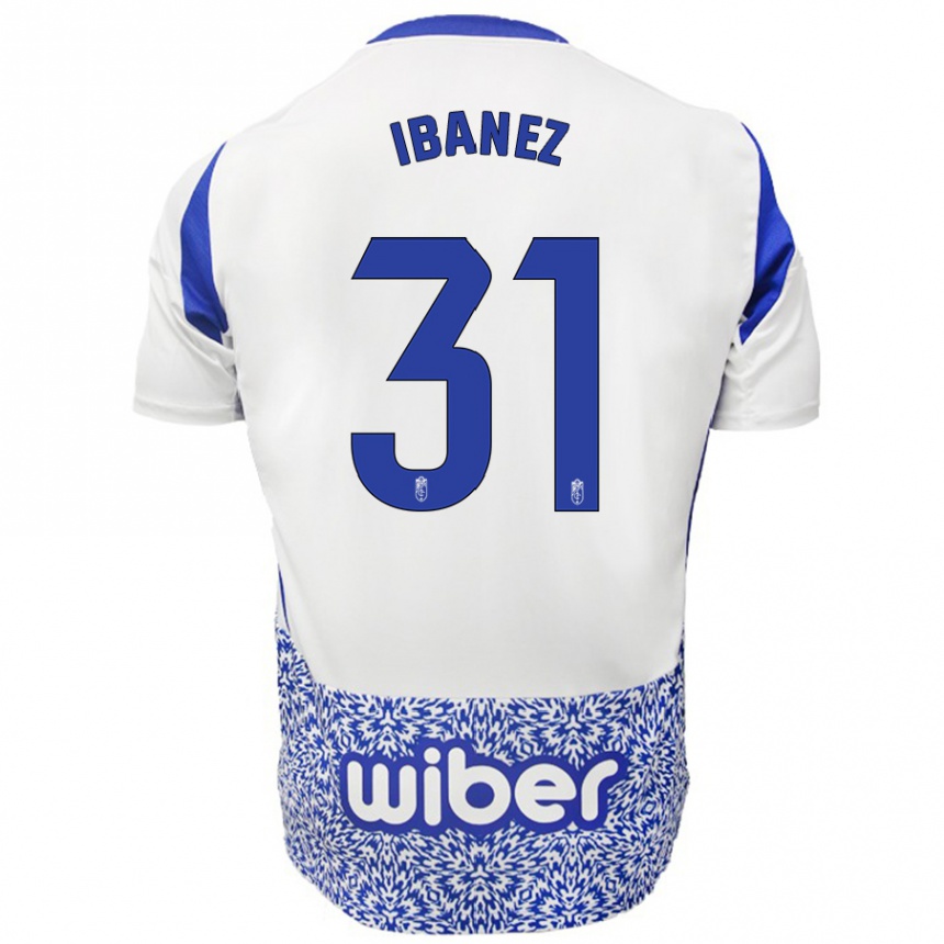 Kids Football Alba Ibáñez #31 White Blue Away Jersey 2024/25 T-Shirt Uk