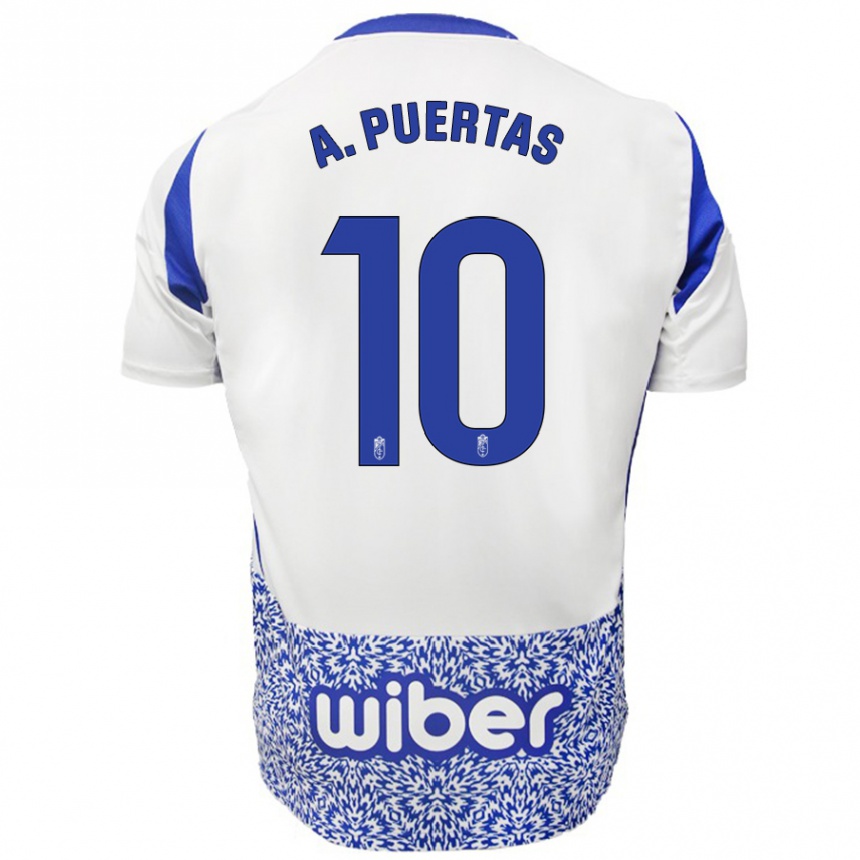 Kids Football Antonio Puertas #10 White Blue Away Jersey 2024/25 T-Shirt Uk