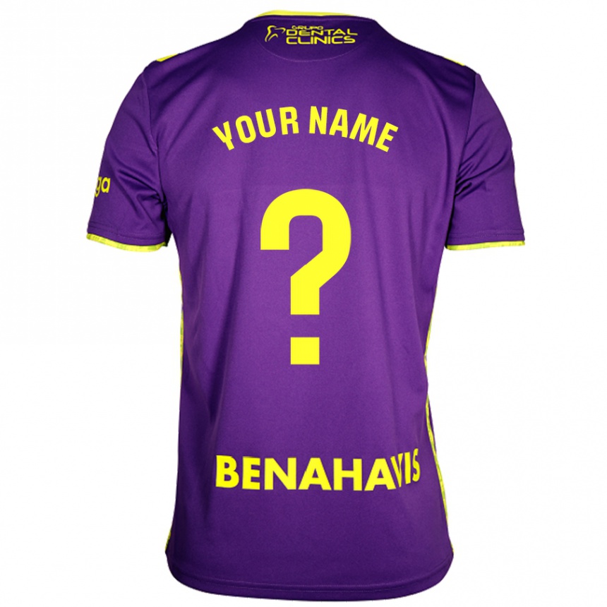 Kids Football Your Name #0 Purple Yellow Away Jersey 2024/25 T-Shirt Uk