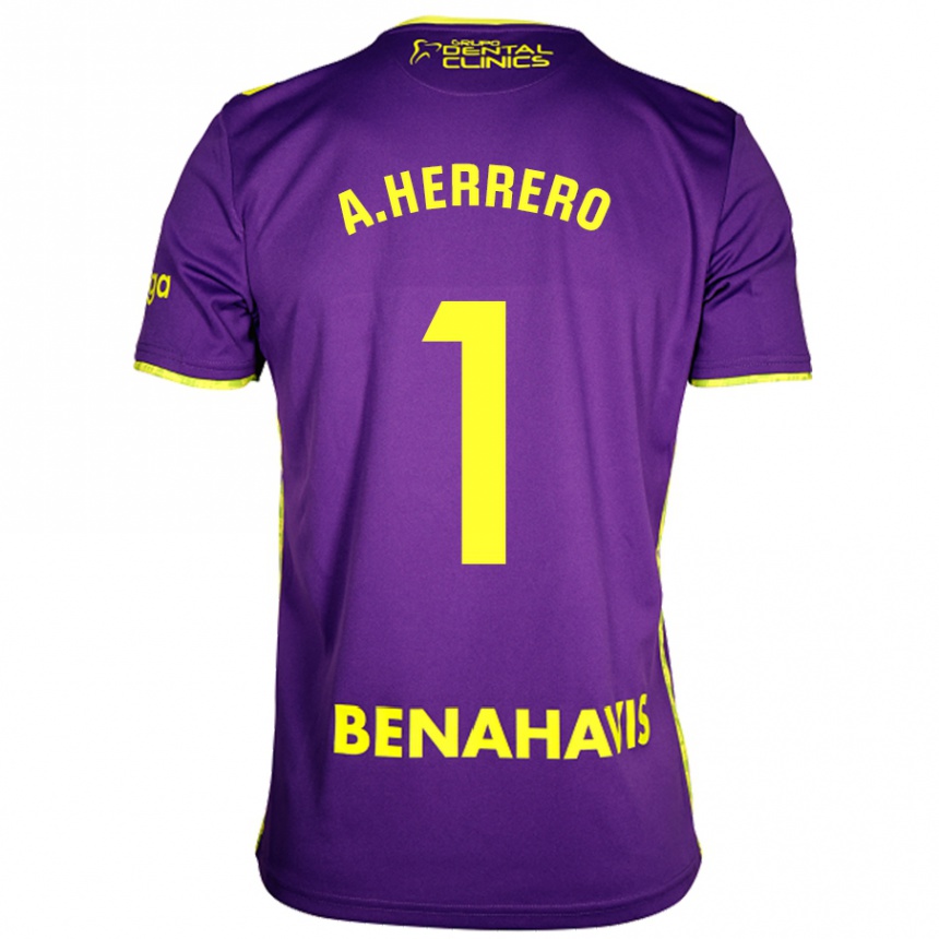 Kids Football Alfonso Herrero #1 Purple Yellow Away Jersey 2024/25 T-Shirt Uk