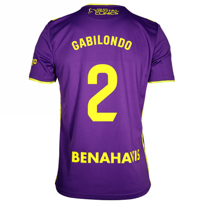 Kids Football Jokin Gabilondo #2 Purple Yellow Away Jersey 2024/25 T-Shirt Uk