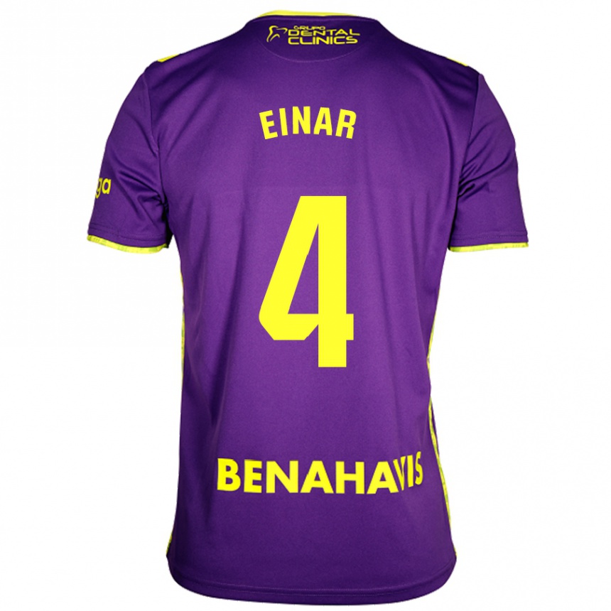 Kids Football Einar Galilea #4 Purple Yellow Away Jersey 2024/25 T-Shirt Uk