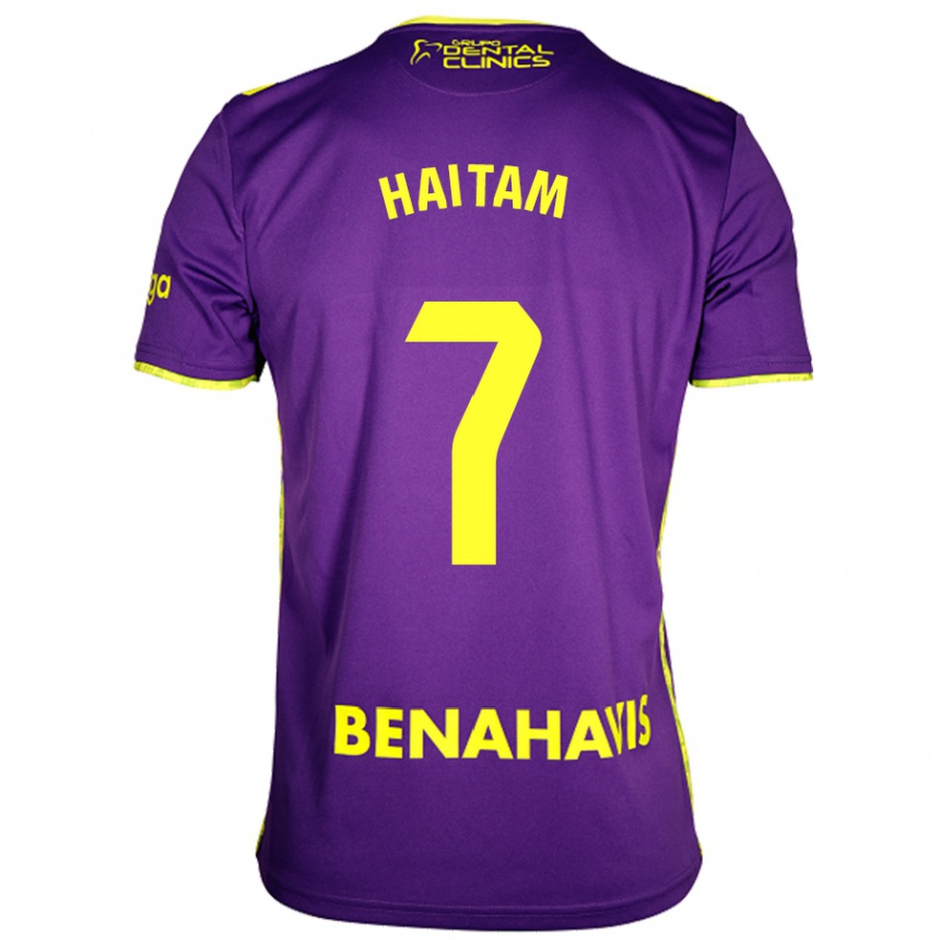 Kids Football Haitam Abaida #7 Purple Yellow Away Jersey 2024/25 T-Shirt Uk