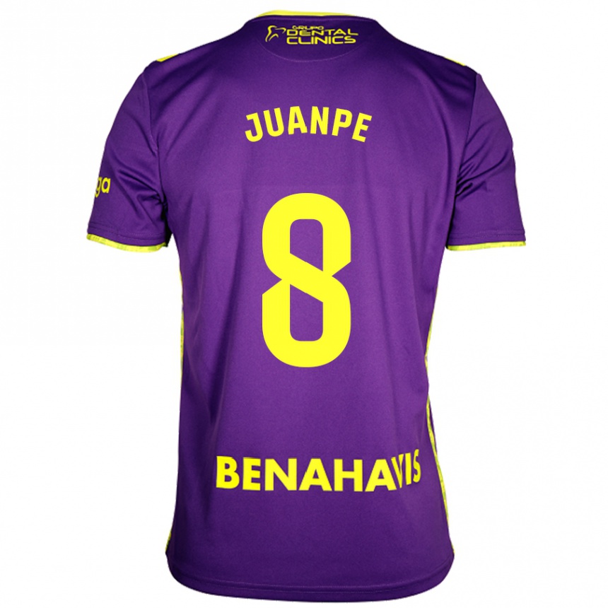 Kids Football Juanpe #8 Purple Yellow Away Jersey 2024/25 T-Shirt Uk