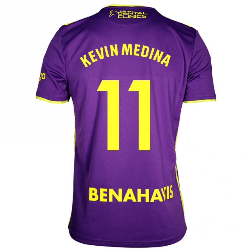 Kids Football Kevin Medina #11 Purple Yellow Away Jersey 2024/25 T-Shirt Uk