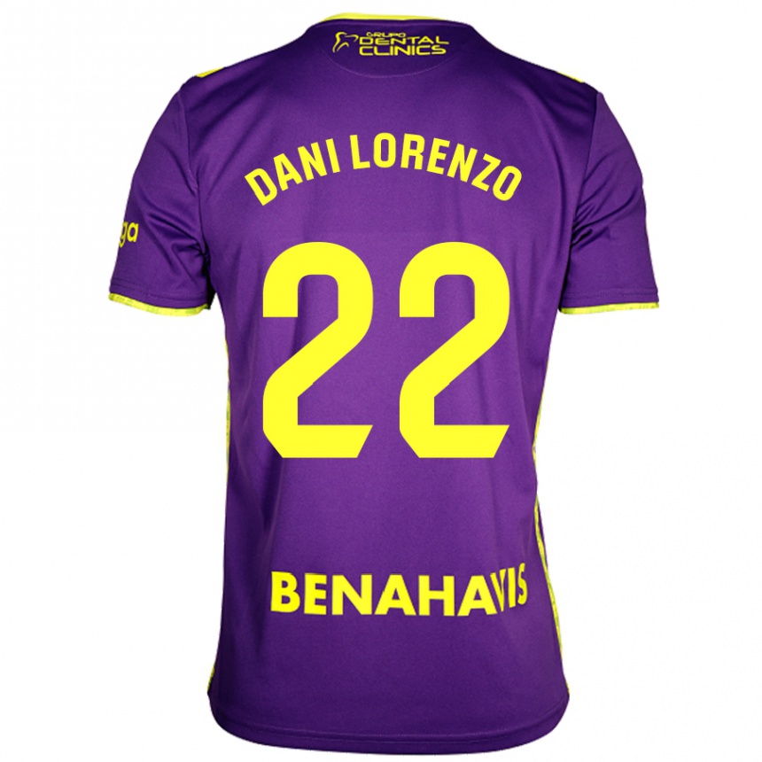 Kids Football Dani Lorenzo #22 Purple Yellow Away Jersey 2024/25 T-Shirt Uk