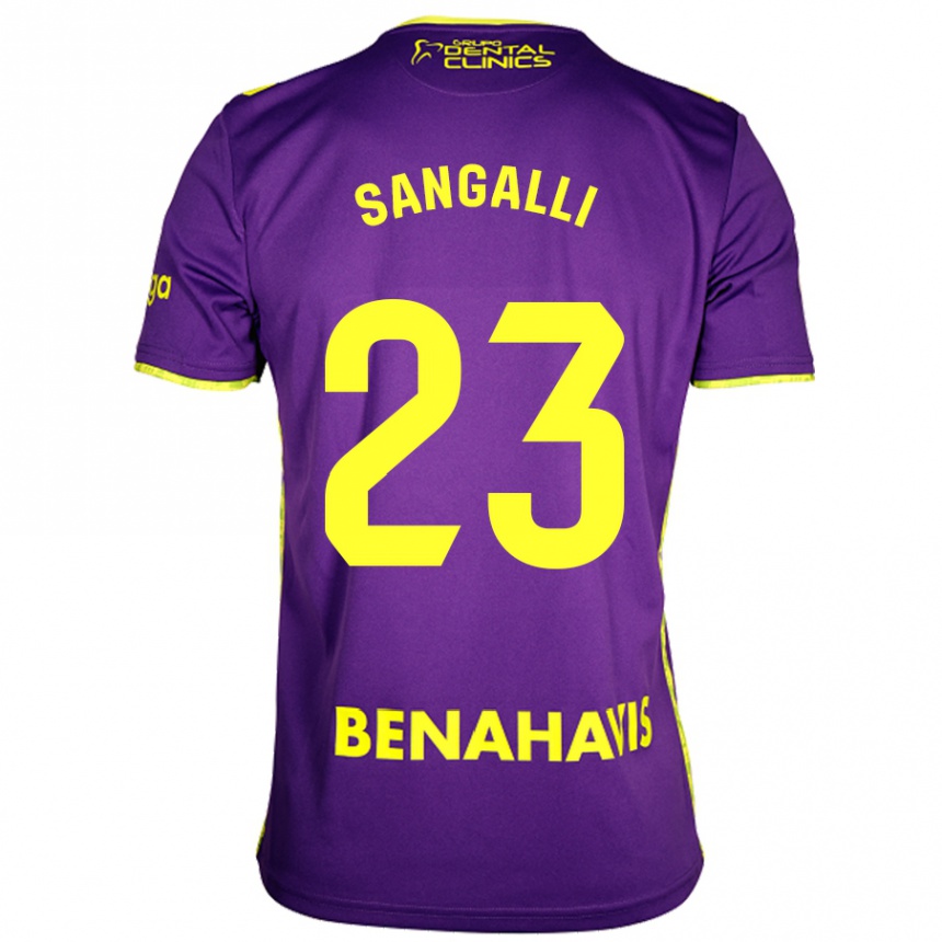 Kids Football Luca Sangalli #23 Purple Yellow Away Jersey 2024/25 T-Shirt Uk