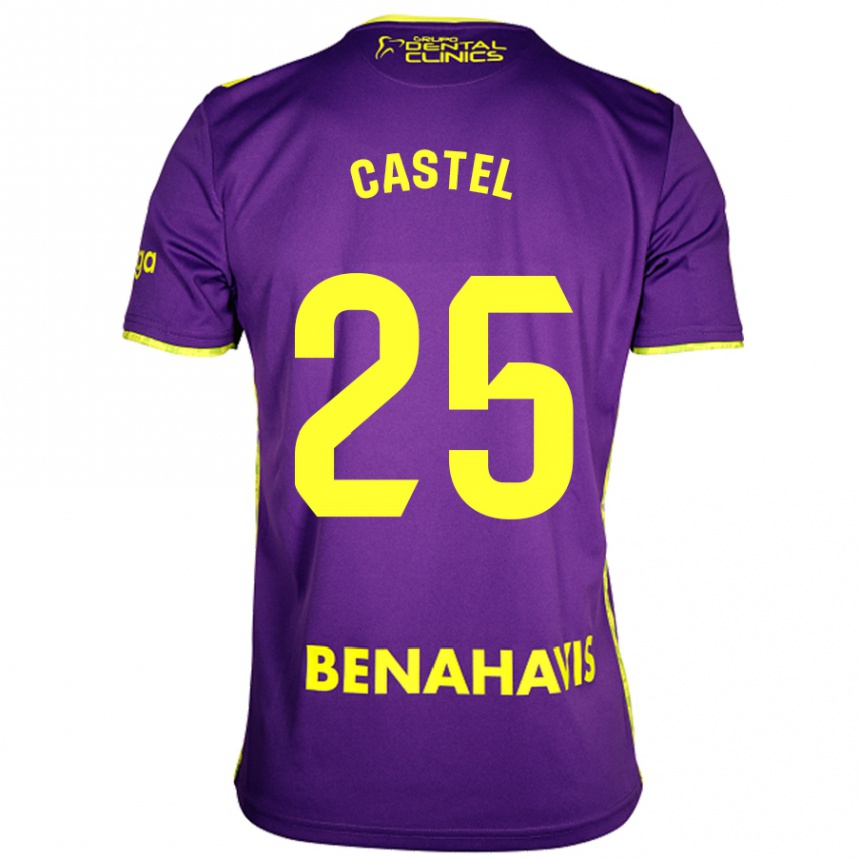 Kids Football Sergio Castel #25 Purple Yellow Away Jersey 2024/25 T-Shirt Uk