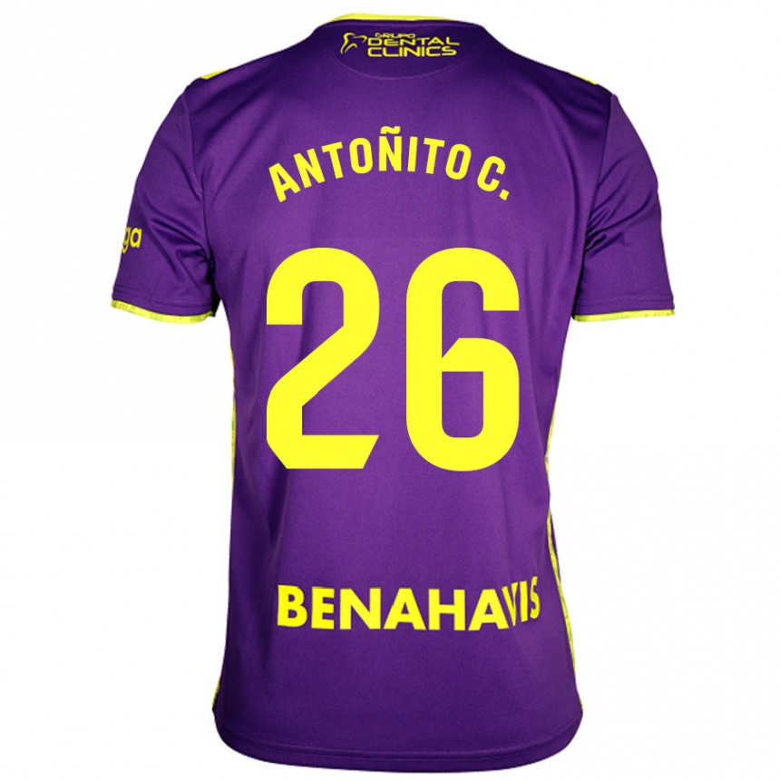 Kids Football Antonio Cordero #26 Purple Yellow Away Jersey 2024/25 T-Shirt Uk