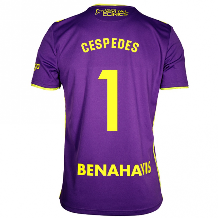 Kids Football Andrés Céspedes #1 Purple Yellow Away Jersey 2024/25 T-Shirt Uk