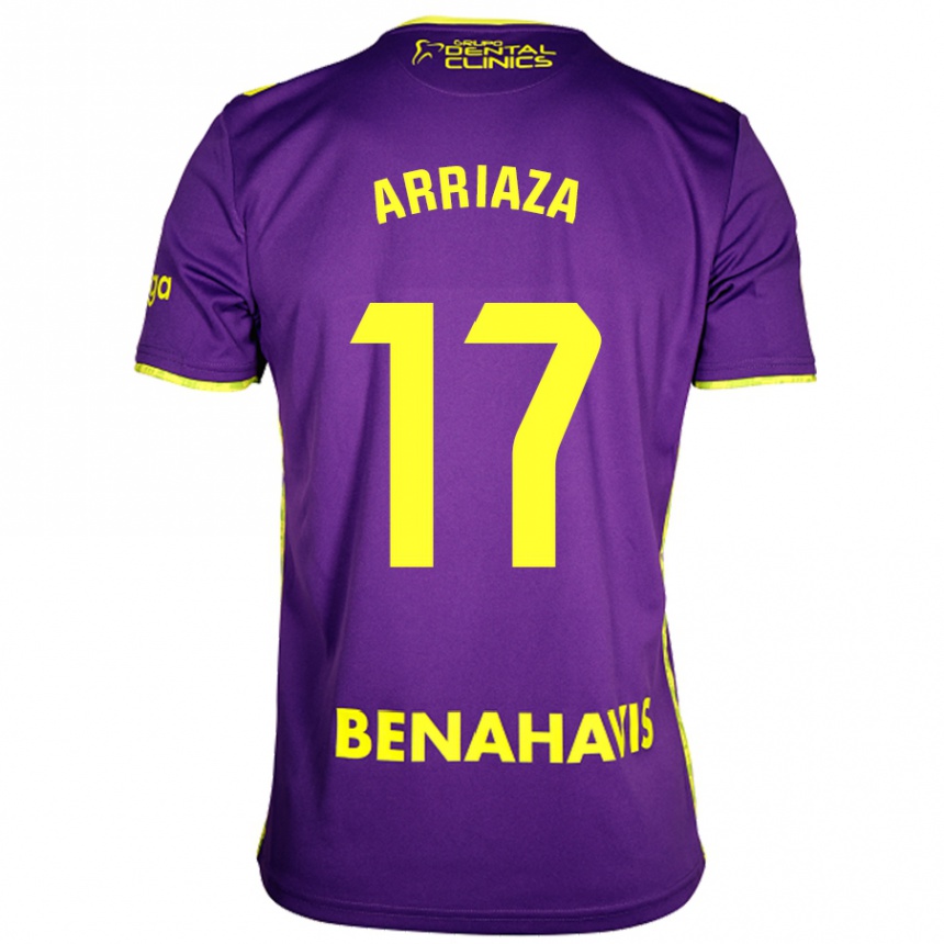 Kids Football Pablo Arriaza #17 Purple Yellow Away Jersey 2024/25 T-Shirt Uk