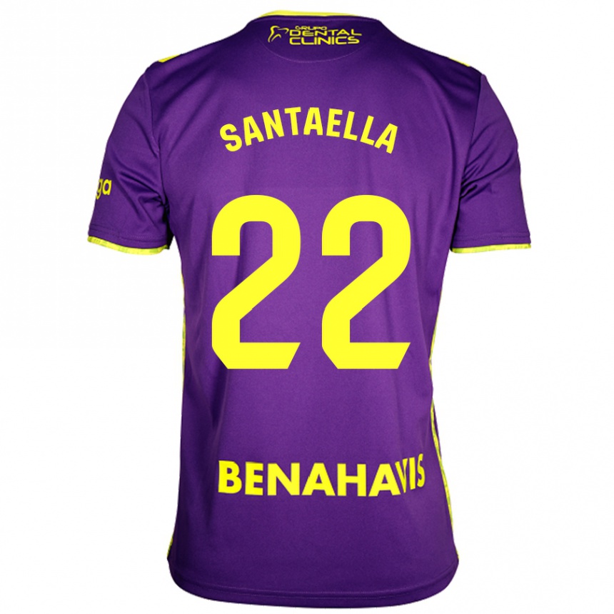 Kids Football Miguel Ángel Santaella #22 Purple Yellow Away Jersey 2024/25 T-Shirt Uk