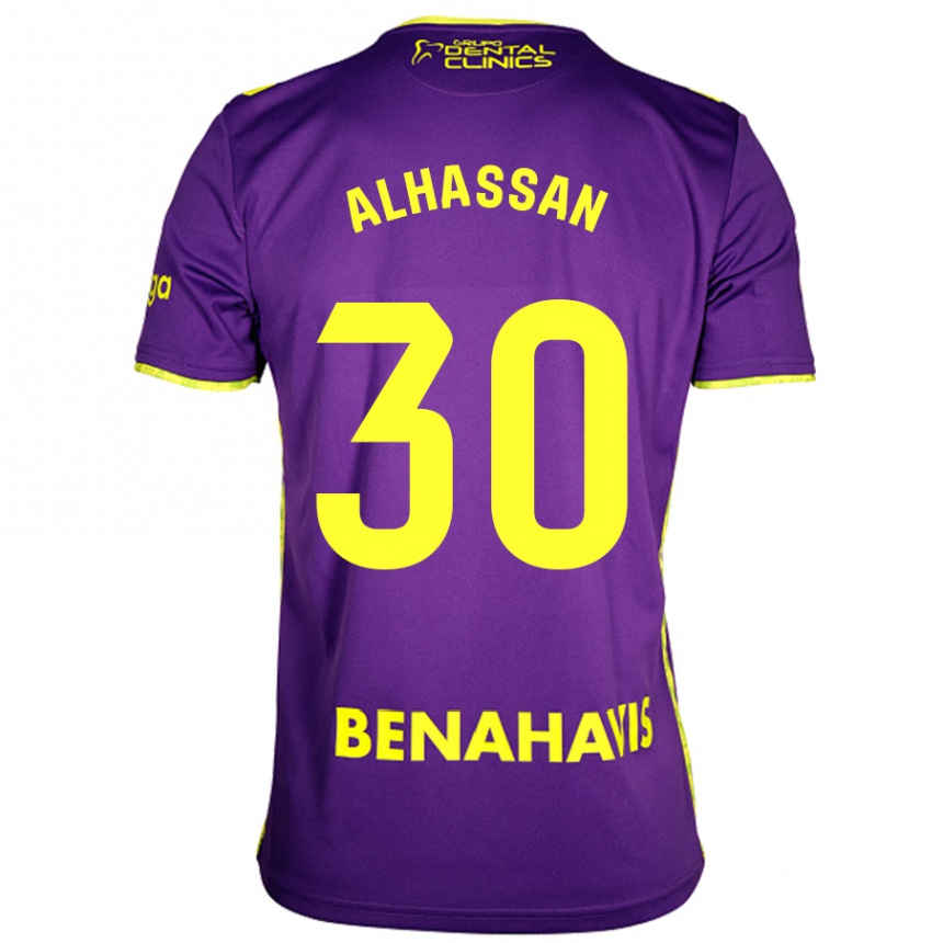 Kids Football Mubarak Alhassan #30 Purple Yellow Away Jersey 2024/25 T-Shirt Uk