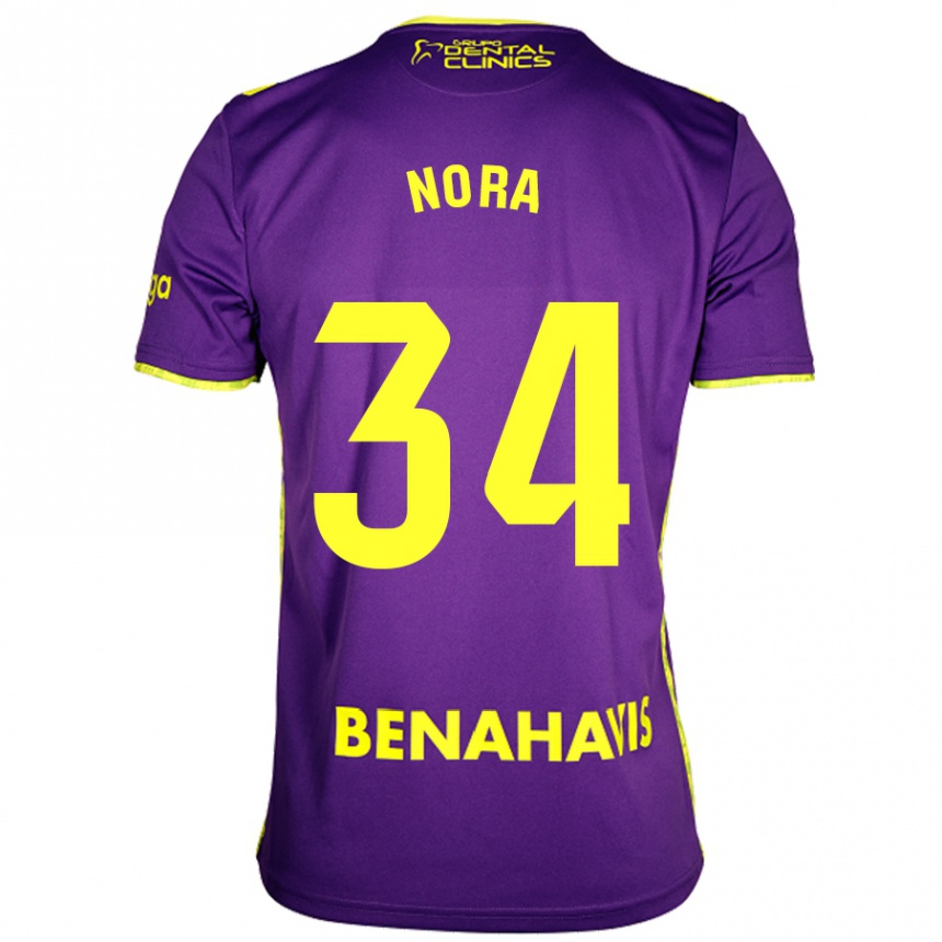 Kids Football Nora #34 Purple Yellow Away Jersey 2024/25 T-Shirt Uk