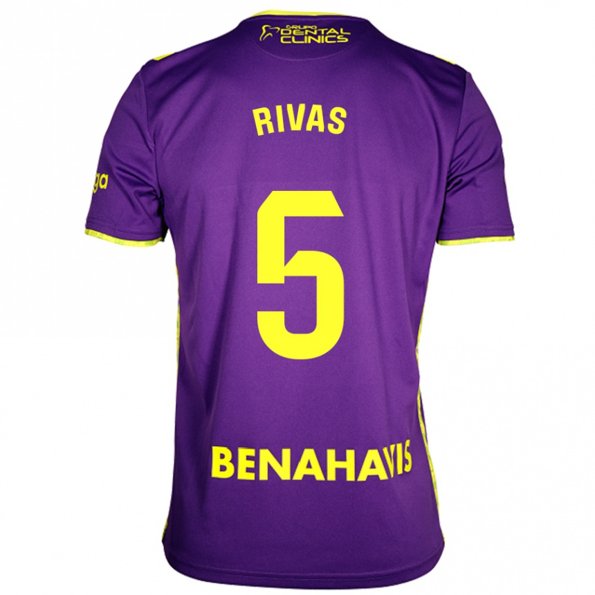 Kids Football Juande Rivas #5 Purple Yellow Away Jersey 2024/25 T-Shirt Uk