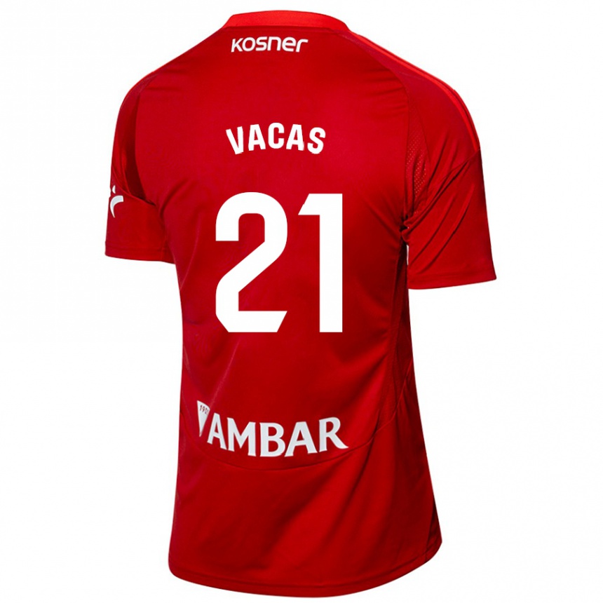 Kids Football Óscar Vacas #21 White Blue Away Jersey 2024/25 T-Shirt Uk