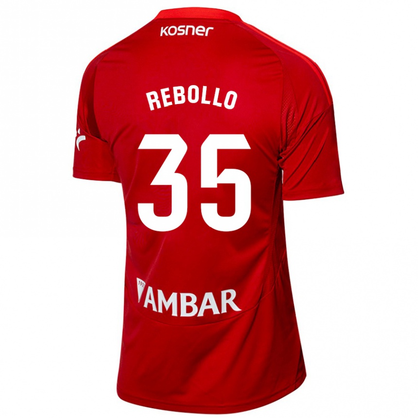 Kids Football Dani Rebollo #35 White Blue Away Jersey 2024/25 T-Shirt Uk